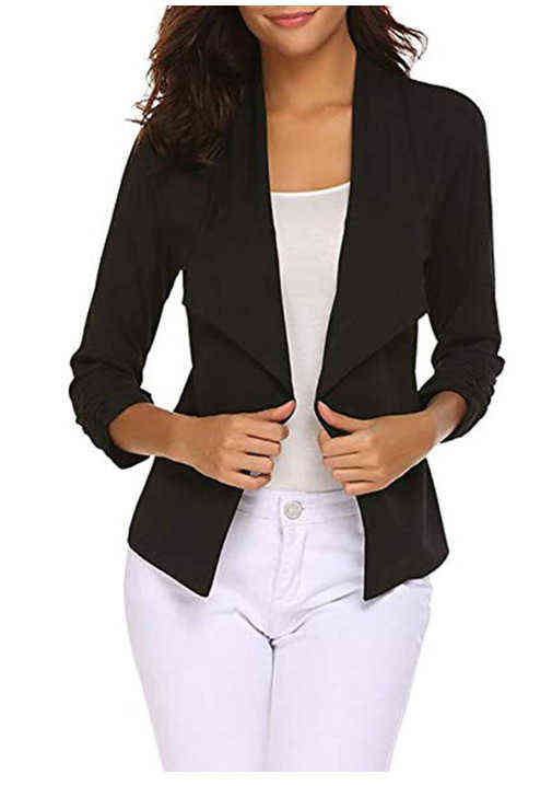 Autumn Casual Women Suit Coat Solid Blazer Office White OL Tops Jacket Slim Black Blazers Female Business Work Clothes 211122