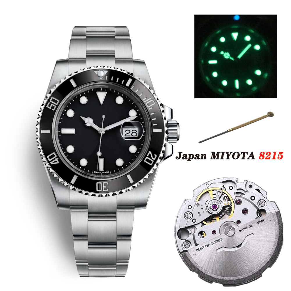 High quality Mens Watch Mechanical Automatic Japanese Miyoda 8215 Movement 40MM ceramic bezel stainless steel strap sapphire glass waterproof green Wristwatch, As shown
High quality Mens Watch Mechanical Automatic Japanese Miyoda 8215 Movement 40MM ceramic bezel stainless steel strap sapphire glass waterproof green Wristwatch, As shown