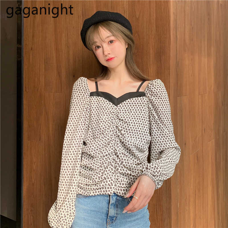 Korean Women Spring Off Shoulder Tops Square Collar Casual Blouses Office Ladies Slim Puff Sleeves Fashion 210601
