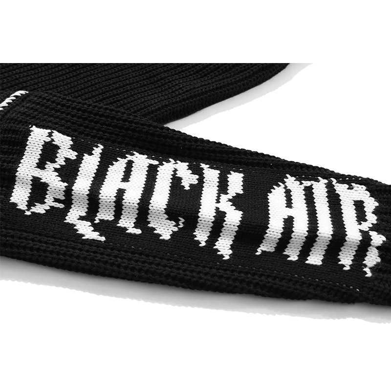 Aolamegs Men Letter Knitted Tassel Black Turtleneck Sweater For Winter Warm Oversize Cozy Hip Hop High Street Punk Cool Pullover 210929