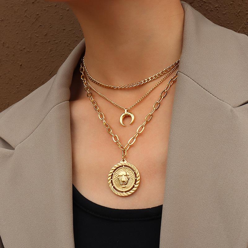 Charms Mysterious Lion Moon Necklace Magic Jewelry Handmade 14K Gold Filled Coin Superimpose Pendant Koryo Collet Boho, Bronze;silver
Charms Mysterious Lion Moon Necklace Magic Jewelry Handmade 14K Gold Filled Coin Superimpose Pendant Koryo Collet Boho, Bronze;silver