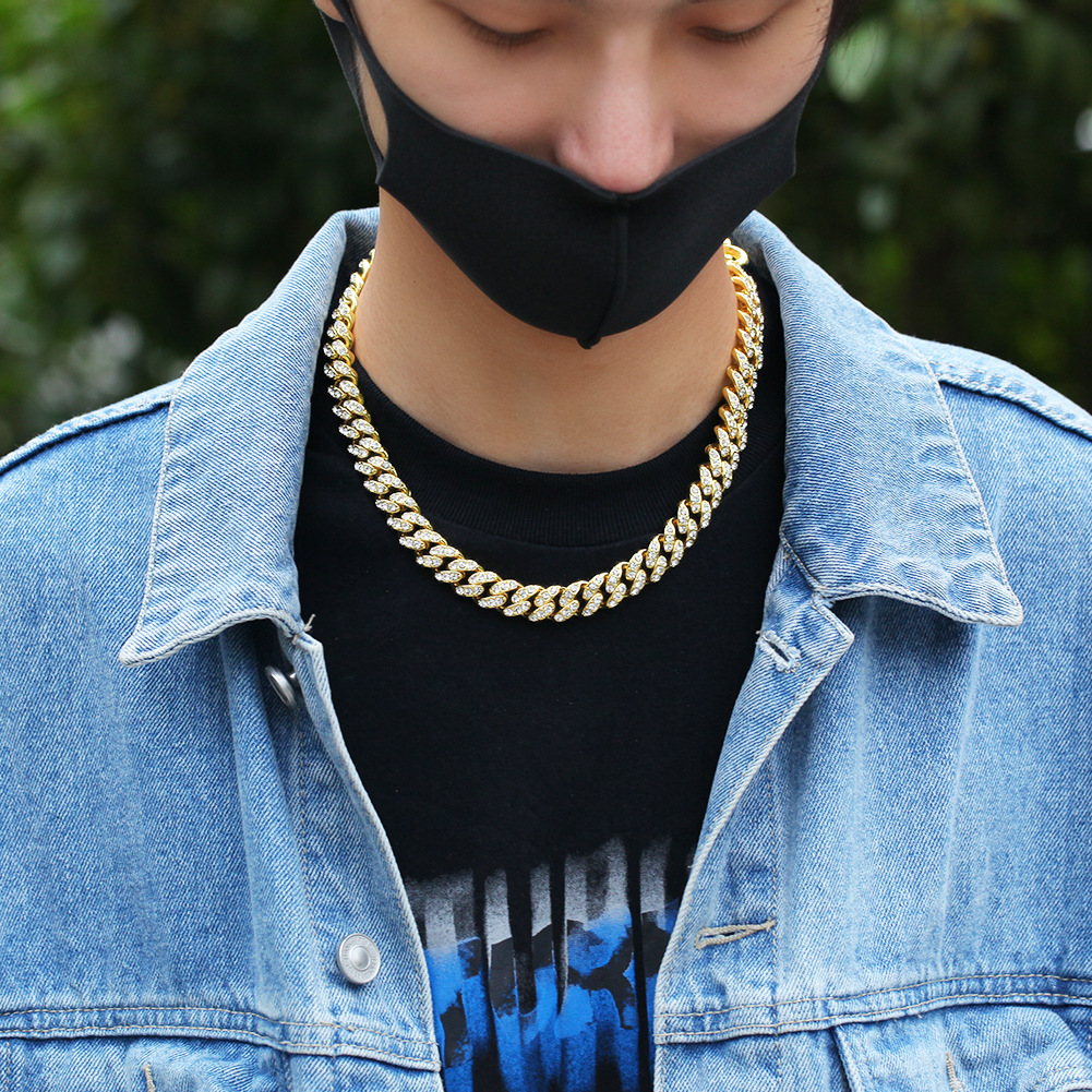Mens Gold Miami Cuban Link Chains Fashion Hip Hop Iced Out Chain Hiphop Necklace Jewelry 12mm