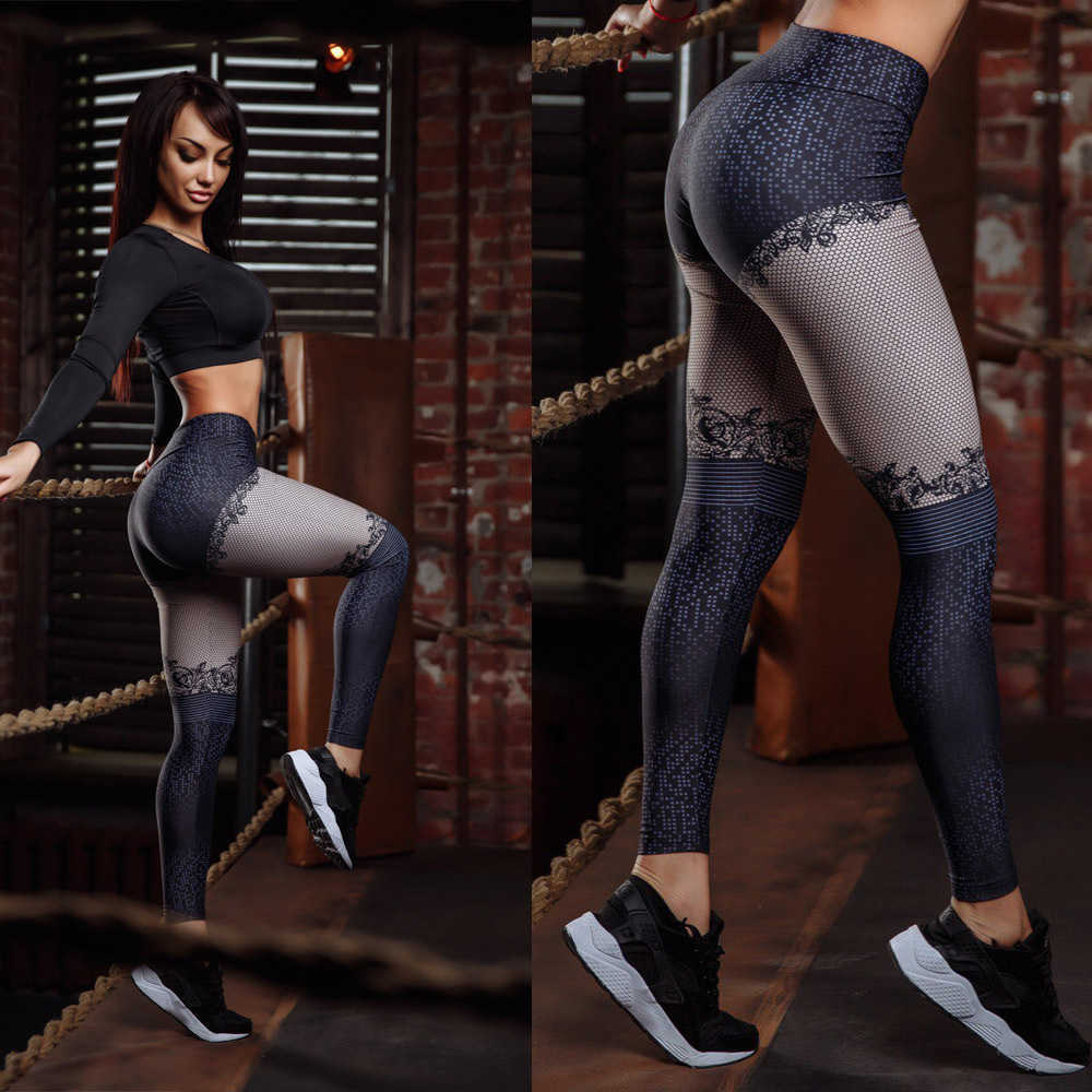 NORMOV Casual Leggings Women Fashion Lace Print Push Up High Waist Female Fitness Lenggins Workout Elastic Leggings 211014