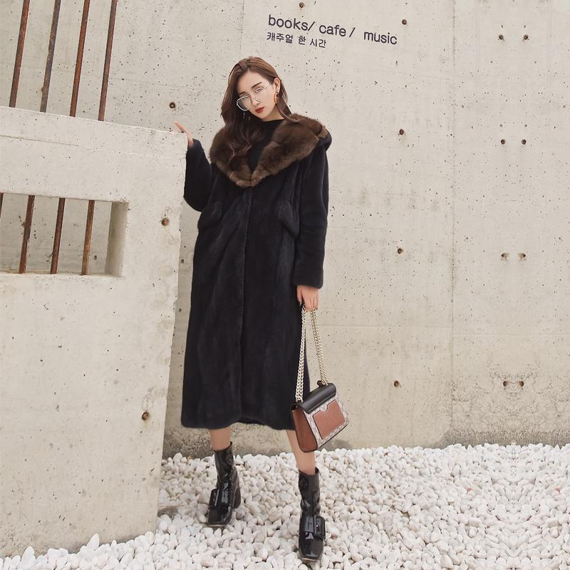 Women's Fur & Faux The 2021 Purple Mink Coat Hat Danish Velvet Female Long Whole