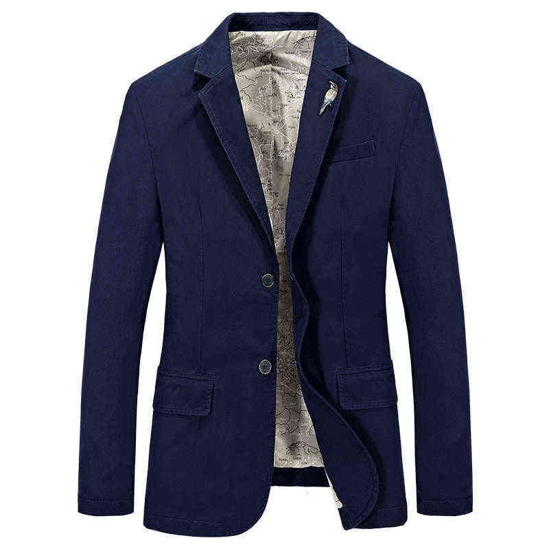 Men's Blazer Oversized Solid Male Suit Jacket Coat Men Clothing Pure Cotton Blazers Casual Outwear 4XL BF66001 211120