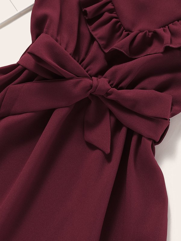 Toddler Girls Ruffle Self Tie A-line Dress SHE