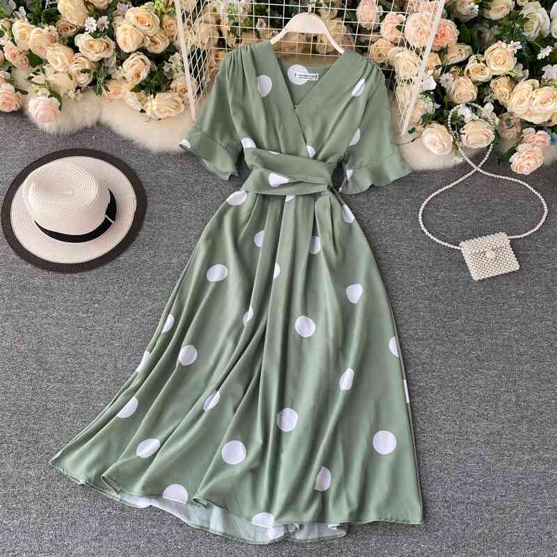 Summer Polka Dot Dres Slim High Waisted Bandage es Elegant Ladies Vintage V Neck Long Robe Beach Vestidos 210602
Summer Polka Dot Dres Slim High Waisted Bandage es Elegant Ladies Vintage V Neck Long Robe Beach Vestidos 210602