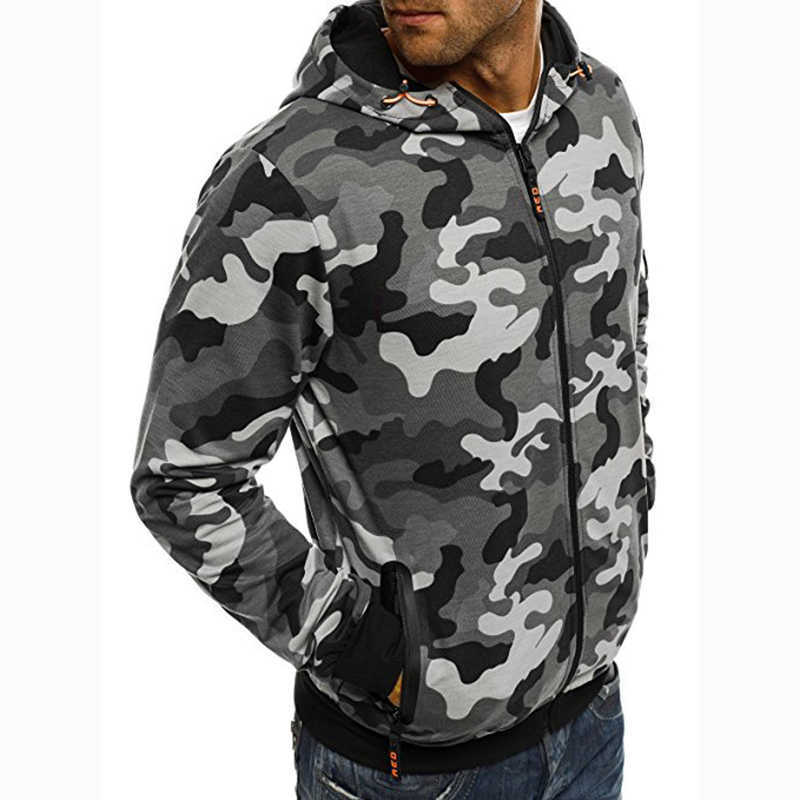Covrlge Men's Zipper Hoodie Autumn Camouflage Sweatshirts Hoody Casual Fashion Solid Streetwear Homme Hoodies MWW169 211018