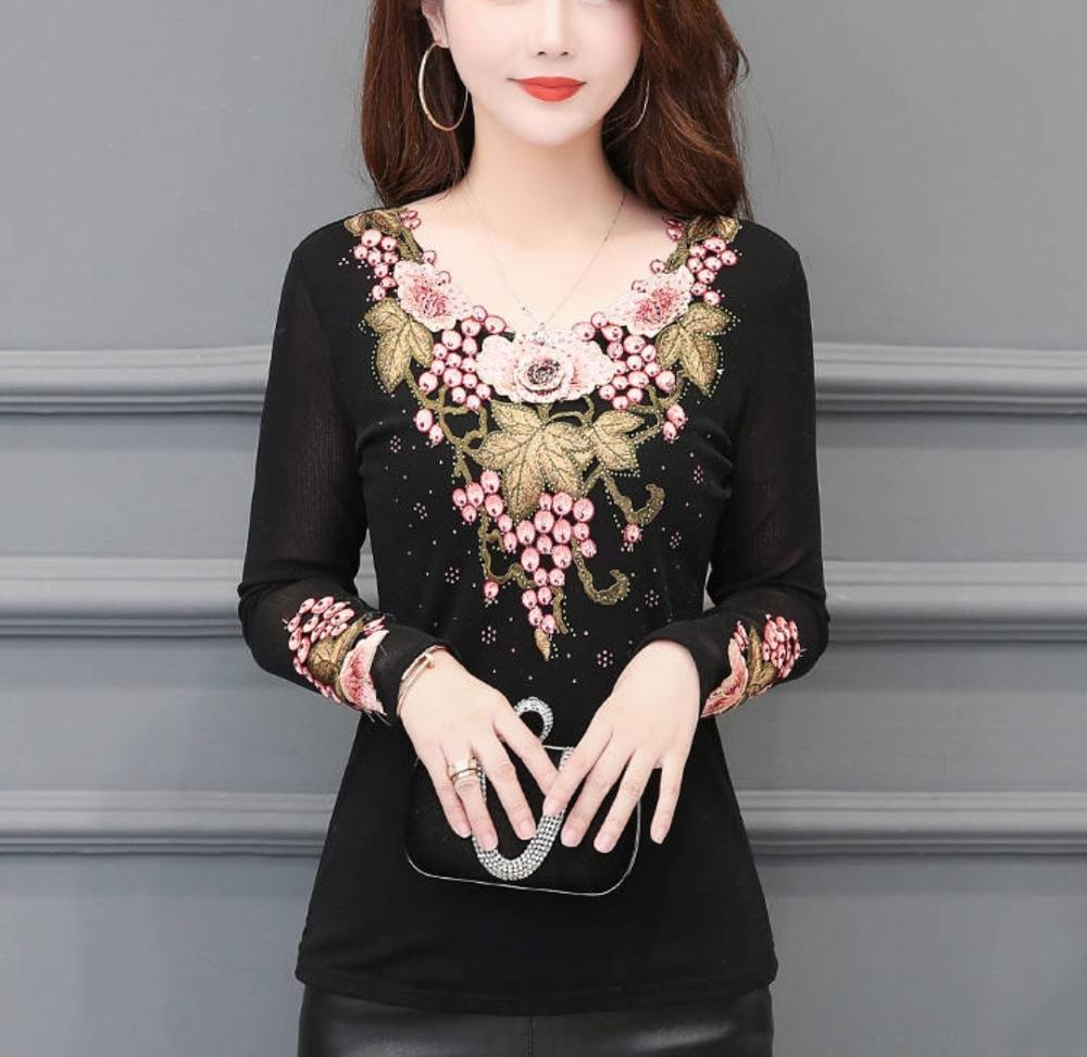 Women's Spring Autumn Lace Shirts Women's Shirt Embroidery Casual Blouses Turtleneck Temperament Women's Tops DD8286 210308