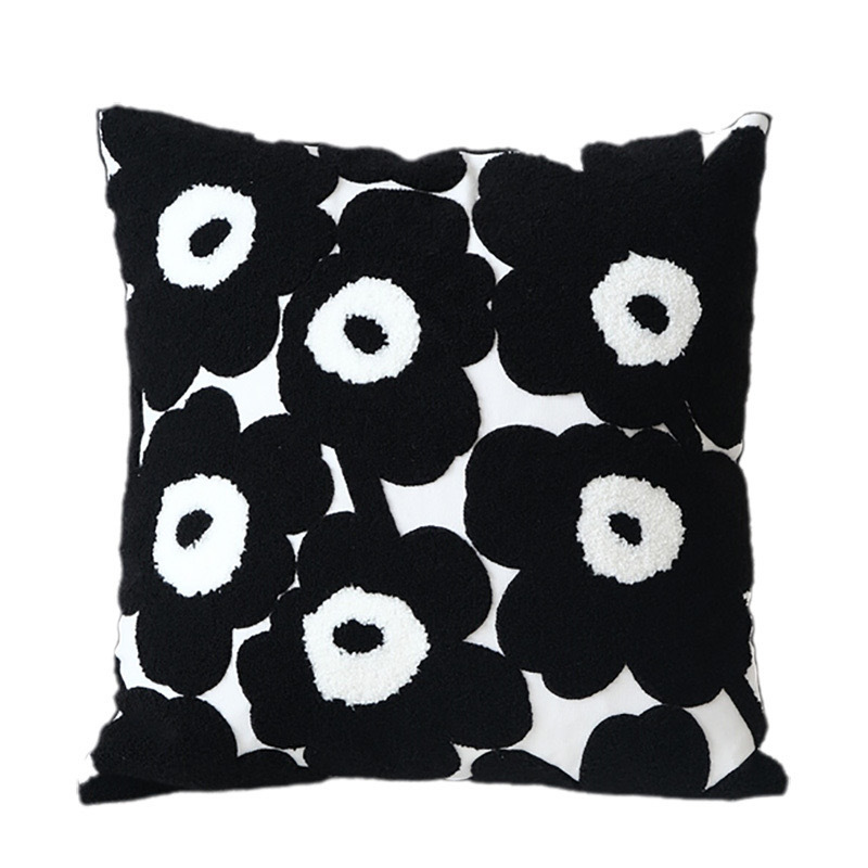 Unikko Marimekko Embroidered Poppy Pillow Finland Nordic Style Living Room Sofa