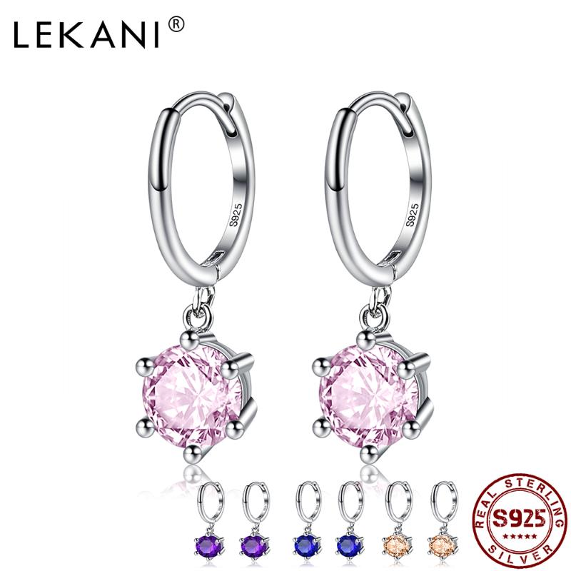 Dangle & Chandelier LEKANI 925 Sterling Silver Water Drop Round Earrings Shining CZ For Women Luxury Jewelry Valentine's Day Gift
Dangle & Chandelier LEKANI 925 Sterling Silver Water Drop Round Earrings Shining CZ For Women Luxury Jewelry Valentine's Day Gift