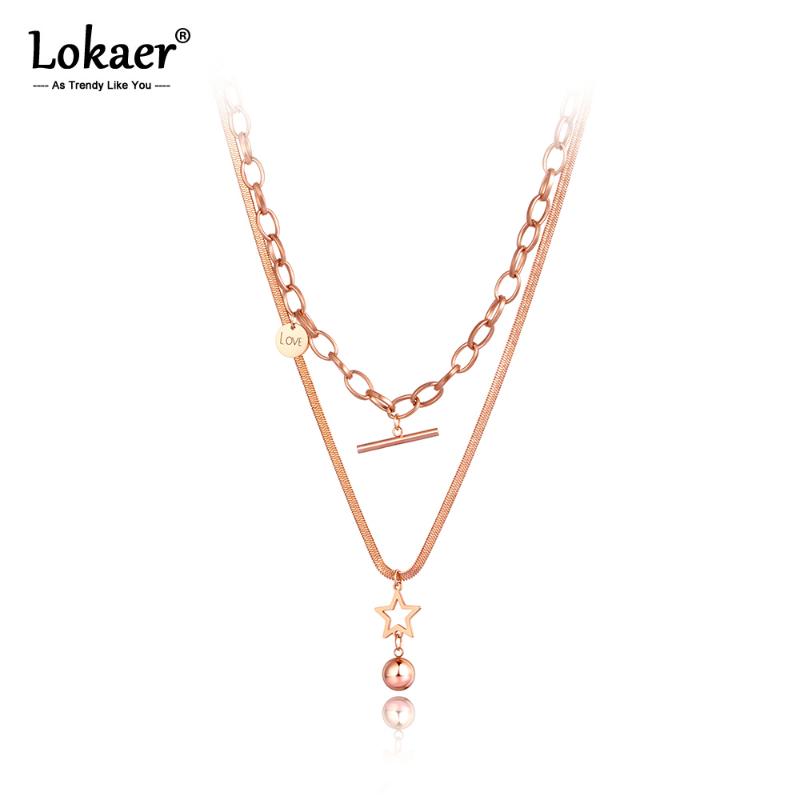 Chains Lokaer Bohemia Style Titanium Stainless Steel Double Layer Star Pendant Necklace For Women Trendy Chain & Link N21025
Chains Lokaer Bohemia Style Titanium Stainless Steel Double Layer Star Pendant Necklace For Women Trendy Chain & Link N21025