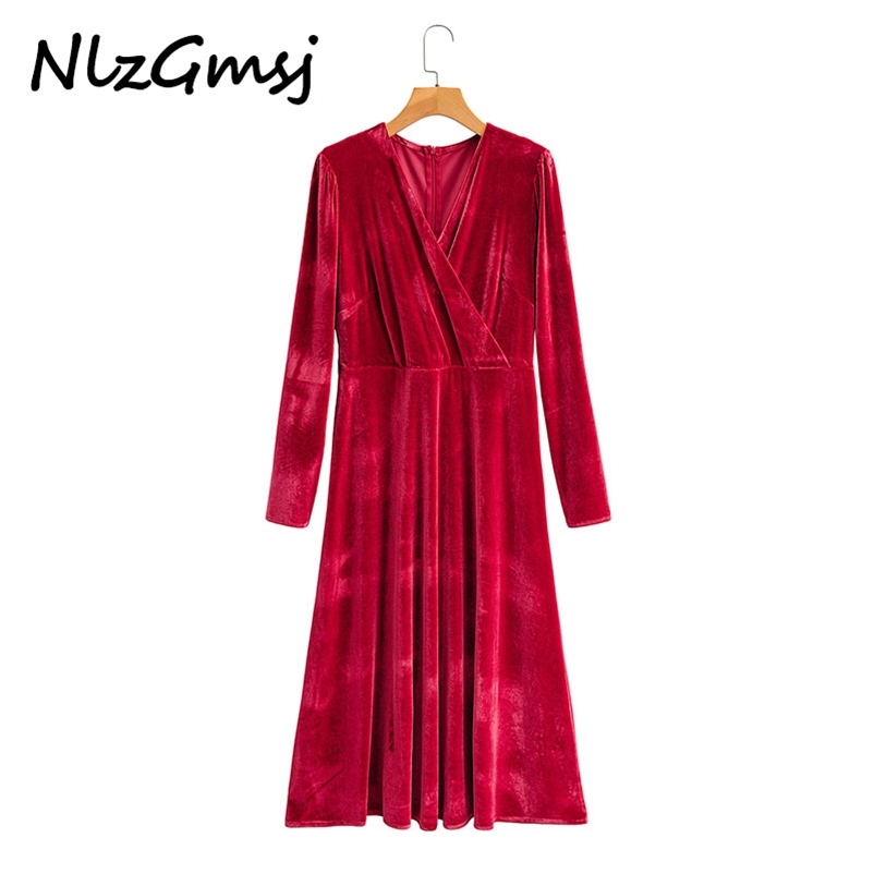 Dres Fashion Velvet Solid color es long sleeve Ladies V-Neck Slim Vestidos Spring 210628, As picture
Dres Fashion Velvet Solid color es long sleeve Ladies V-Neck Slim Vestidos Spring 210628, As picture