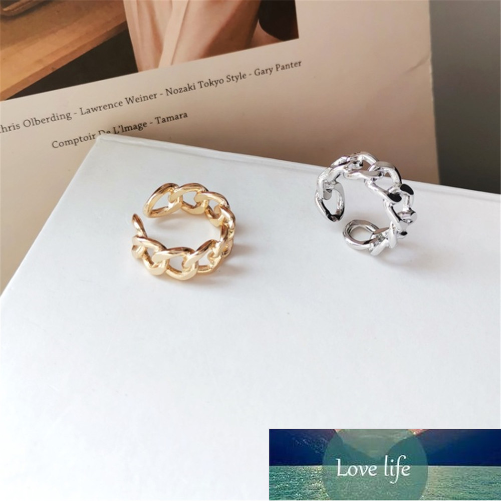 Simple Design Silver Color Metal Chain Open Ring For Women Hiphop Round Hollow Finger Rings Hipster Party Fashion Jewelry A964 Factory price expert de