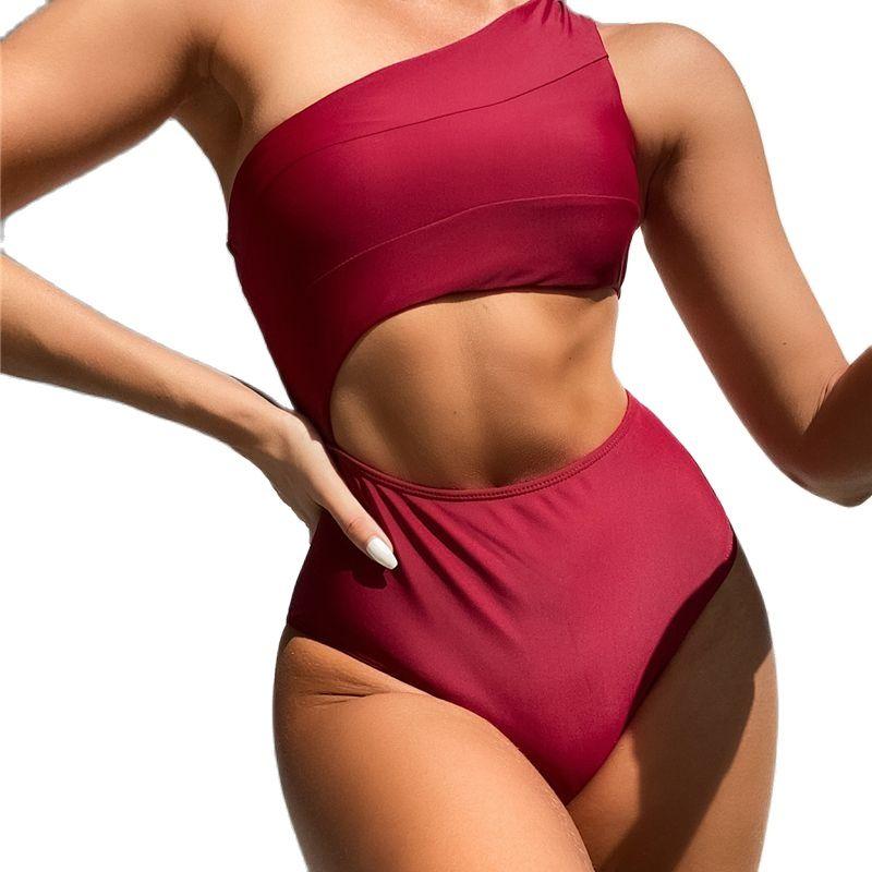 One-Piece Suits Wine Red One Piece Swimsuits Women Shoulder Swimwear Cut Out Monokini Solid Bodysuits Sexy Backless Bathers 2021
One-Piece Suits Wine Red One Piece Swimsuits Women Shoulder Swimwear Cut Out Monokini Solid Bodysuits Sexy Backless Bathers 2021