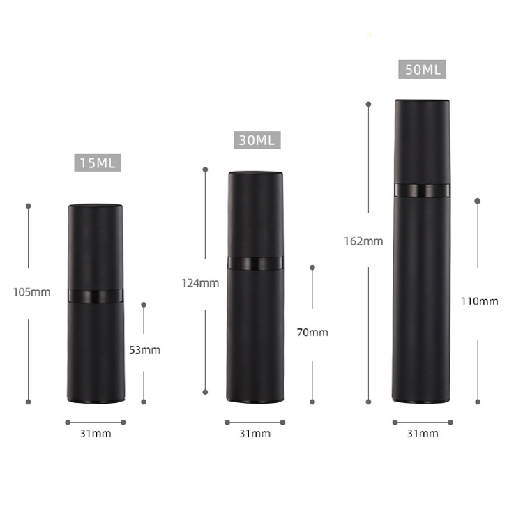 15ml 30ml Black Airless Bottle Lotion Cream Pump Plastic Container Vaccum Spray 50ml Cosmetic Bottles Dispenser For Cosmetics