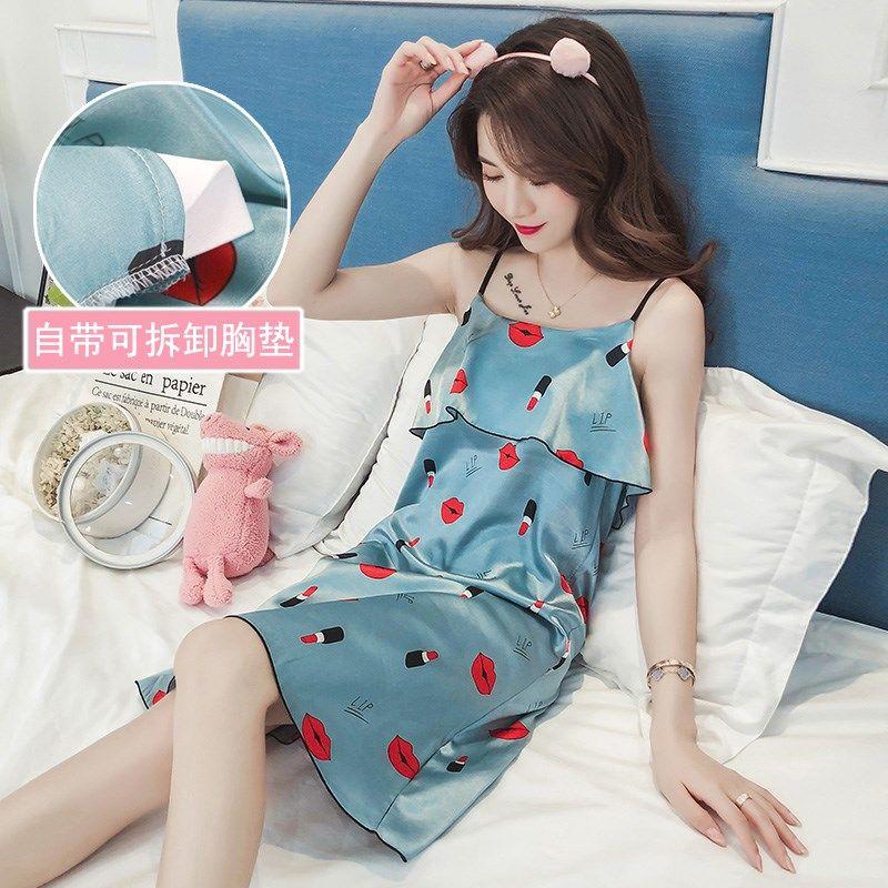 Women's Sleepwear Pajama Girl Summer Korean Version Very Fairy Student Ice Silk Suspender Nightdress Thin Sexy Belt Bra Home Clothes, Modal nightdress
Women's Sleepwear Pajama Girl Summer Korean Version Very Fairy Student Ice Silk Suspender Nightdress Thin Sexy Belt Bra Home Clothes, Modal nightdress