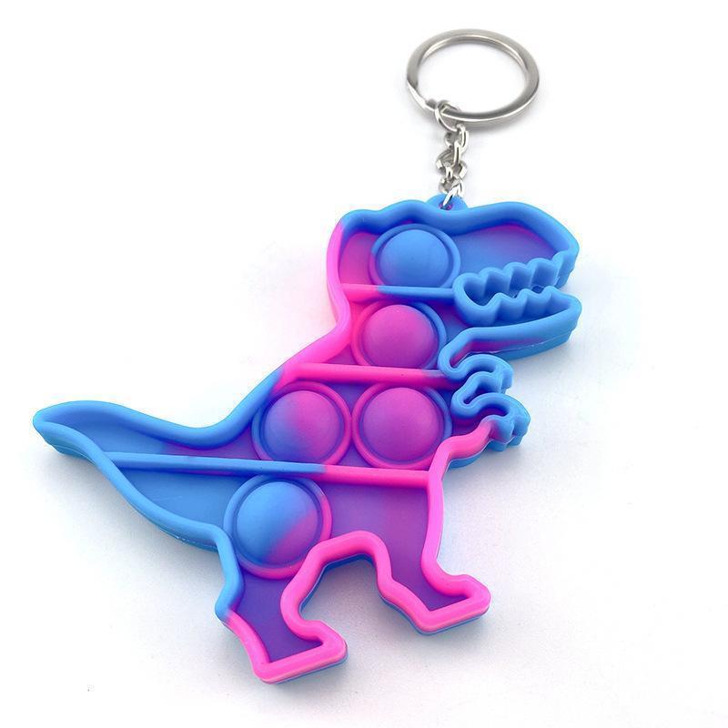 Fidget Toy Sensory Jewelry key Chains Push Poo its Bubble Cartoon Simple Dimple toys Keychain Stress Reliever