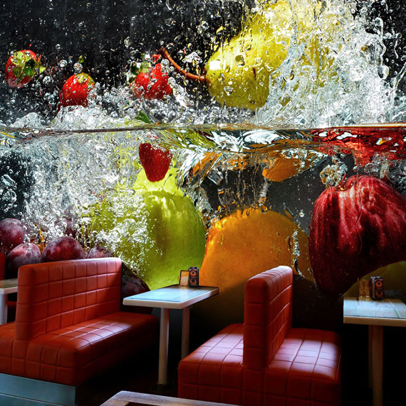Custom 3D Stereoscopic Large Mural Fruit Wallpaper Cafe Shop Restaurant Tea Shop Background Wallpaper