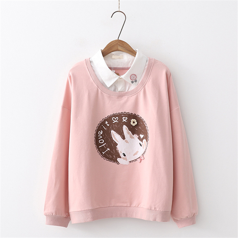 MERRY PRETTY Women Cartoon Print Hoodies Winter Long Sleeve Turndown Collar Pullovers Femme Harajuku Cute Sweatshirts 201102