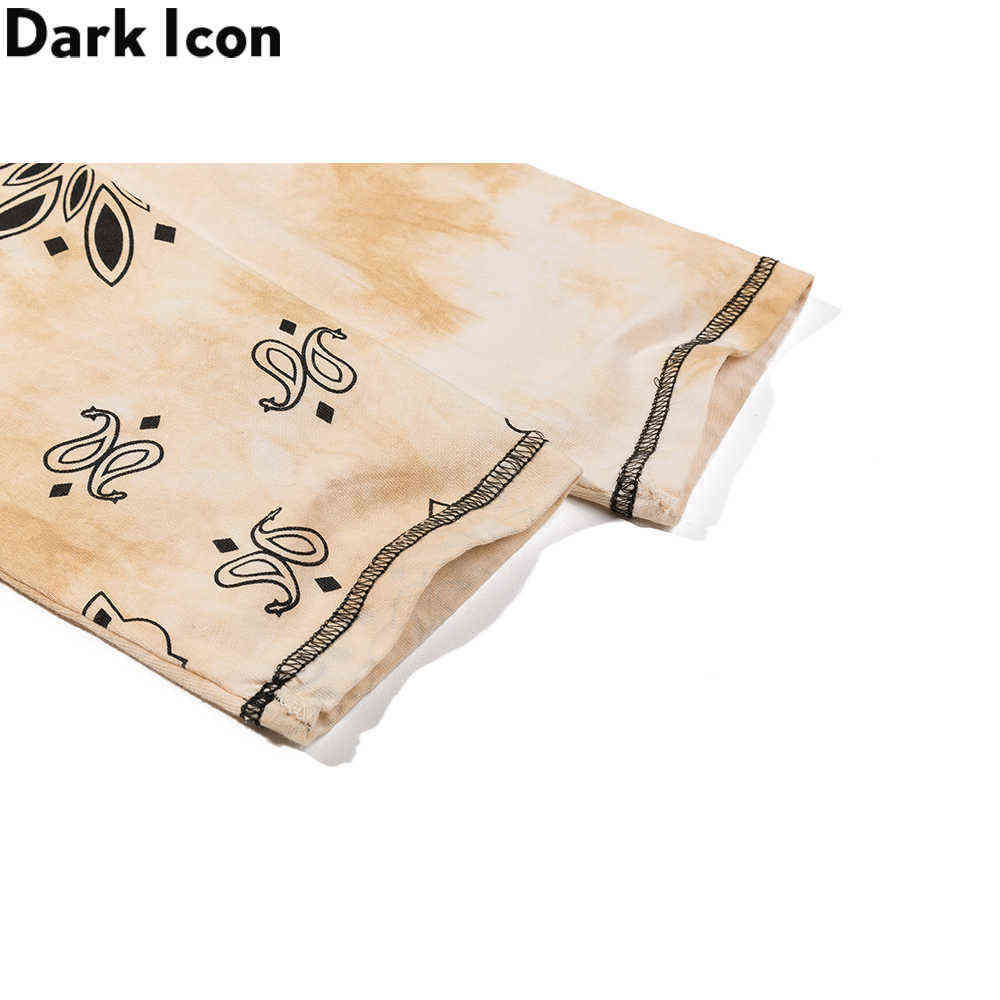 Tie Dyeing Bandana T-shirt Long Sleeve Round Neck High Street Men's TShirt Cotton Tee Shirts 210603