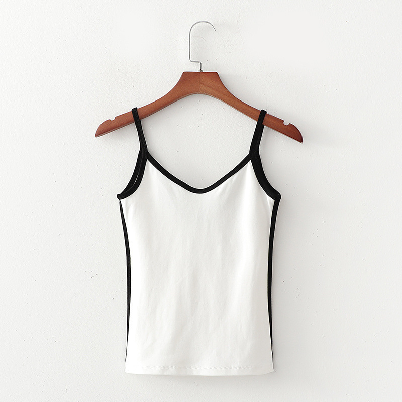 snap ins Europe and the United States women's summer wind sexy backless bump color stripe v-neck condole belt vest 210308
