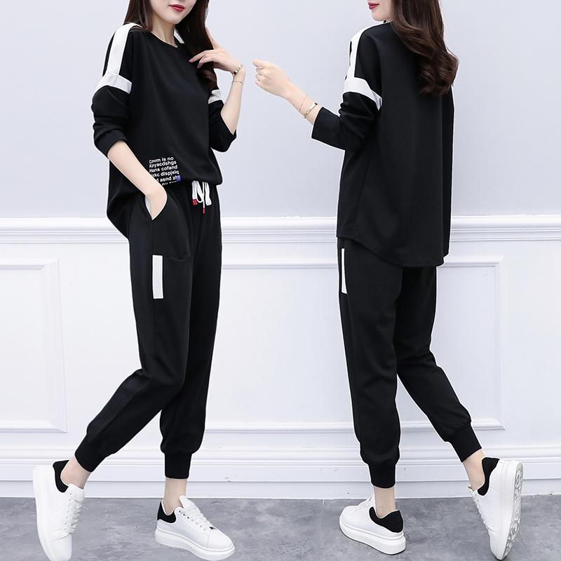 Women's Tracksuits Spring And Autumn Plus Size Fashion Casual Slim Loose Suit Fat Sister Cover Waist Belly Ageing Leisure Two-piece JQ452