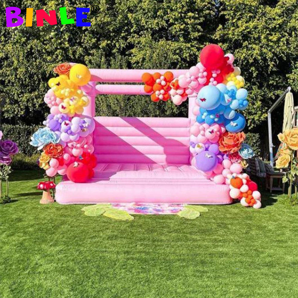 White/pink commercial inflatable wedding bounce house moonwalk air jumper bouncers for kids and adults