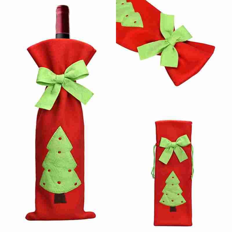 2021 Bags Ornaments New Xmas Santa Claus Wine Bottle Cover Bag Christmas Dinner Party Table Decor Free shipping