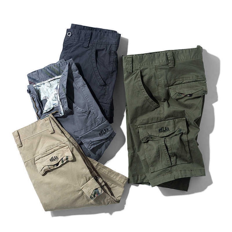 Summer Fashion Safari Style Shorts Pure Cotton Hiking Pants Durable Classic High Quality Loose Large Size 6XL 210629