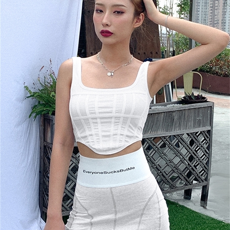 square collar sleeveless striped backless sexy V styles sexy Tshirt female outfits camsi U373
