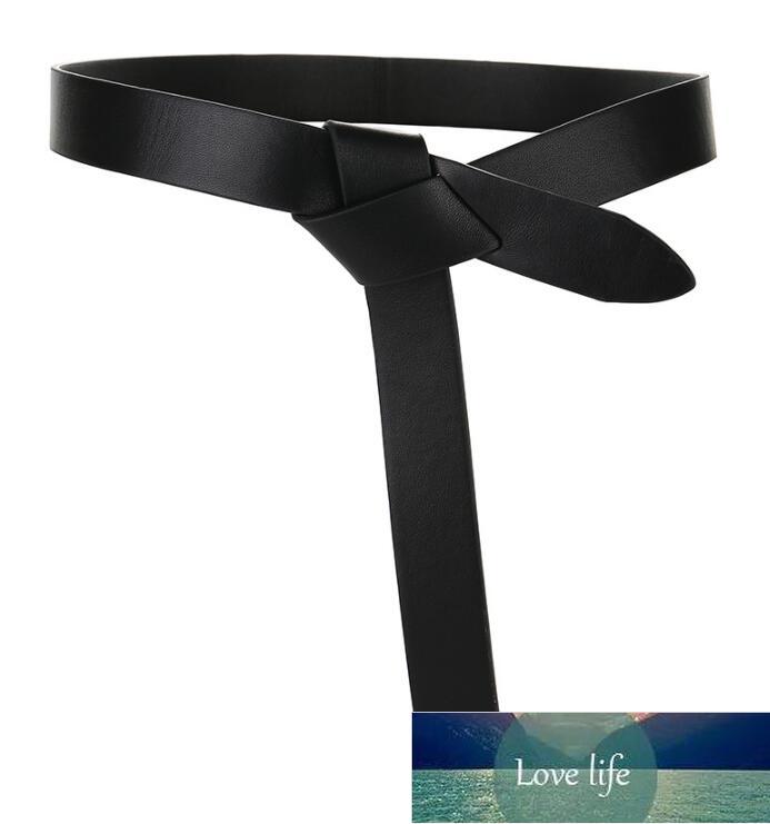 Newest Design knot cowskin belts for women soft real leather knotted strap belt long genuine dress accessories lady waistbands