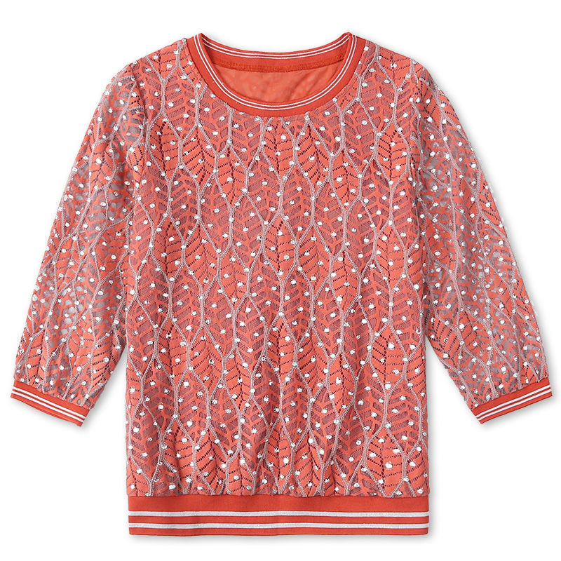 Women Spring Autumn Style Lace Blouses Shirts Lady Casual Half Sleeve O-Neck Lace Blusas Tops ZZ0658 210225