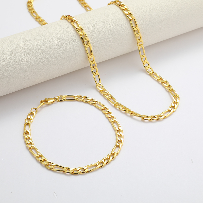 Wholesale Figaro Cuban Link Chain Necklace Bracelet Sets 14K Real Solid Gold Filled Copper Fashion Men Women's Jewelry Accessories 22 T2, Golden
Wholesale Figaro Cuban Link Chain Necklace Bracelet Sets 14K Real Solid Gold Filled Copper Fashion Men Women's Jewelry Accessories 22 T2, Golden