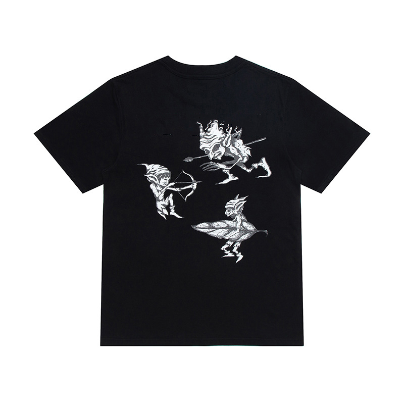 Fashion Goblin Print Cotton Short Sleeves Couples of Black White T Shirt Mens Top T-shirt Casual Women Tee Shirt X Printing Summer Tops