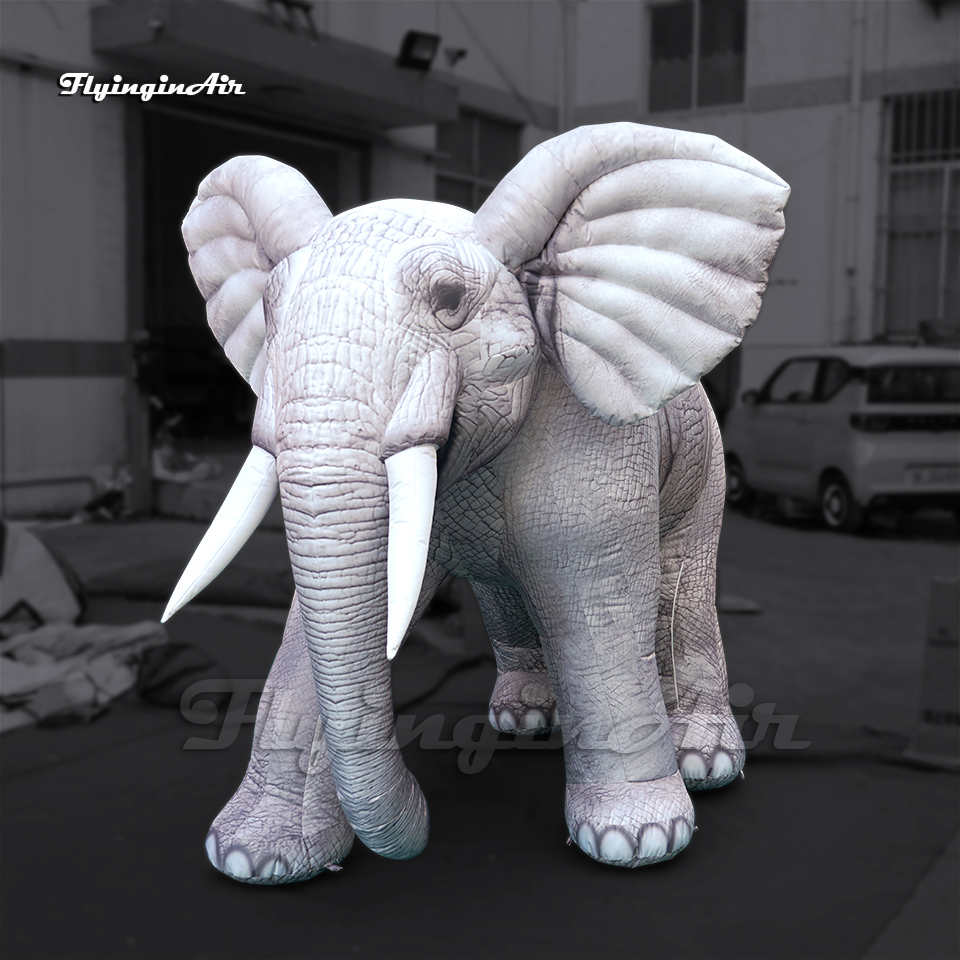 Customized Real Inflatable Elephant 2m Animal Mascot Model Blow Up White Elephant For Parade Show