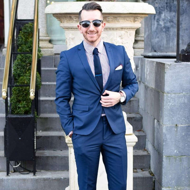 spring summer men tuxedos navy blue slim fit notch lapel groom mens pants suits business prom dinner blazer suit jacketpants