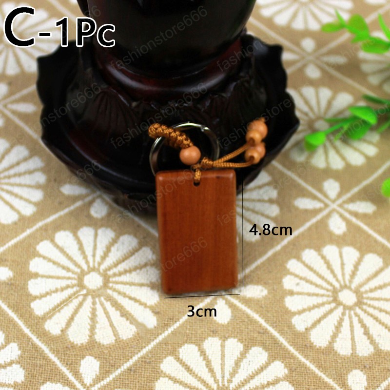 Blank Wood Keychain Rectangular Mahogany Wooden Pendant Keyring Promotion Tags Signage Car Key Chain Ring Charms DIY Accessories