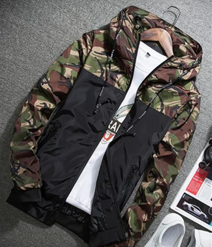 Camo Jacket Men Part Camouflage Pattern Contrast Color Hooded Waterproof Zipper Rib Long Sleeve Windproof Jacket Slim Fit For Man Free Ship, Black;brown
Camo Jacket Men Part Camouflage Pattern Contrast Color Hooded Waterproof Zipper Rib Long Sleeve Windproof Jacket Slim Fit For Man Free Ship, Black;brown