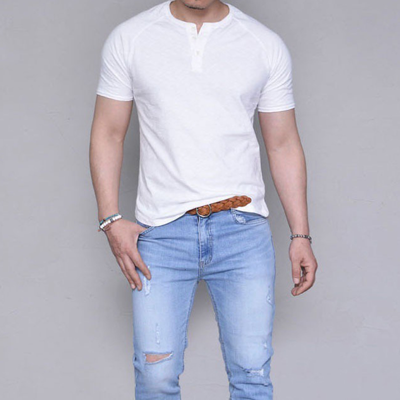 2021 Summer Mode of Men T-shirt Short Shirt Solid Slim Fit Casual Clothes Torn Around Cotton Neck Macio Button Streetwear Wrb2, White
2021 Summer Mode of Men T-shirt Short Shirt Solid Slim Fit Casual Clothes Torn Around Cotton Neck Macio Button Streetwear Wrb2, White
