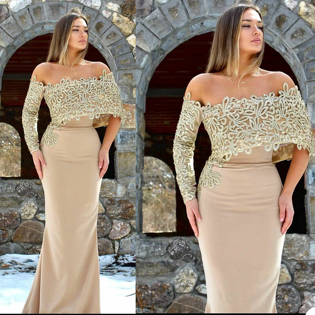 Elegant Gold Beading Prom Dresses Off Shoulder Long Sleeve Mermaid Evening Gowns African Party Club Wear Outfit, Pink
Elegant Gold Beading Prom Dresses Off Shoulder Long Sleeve Mermaid Evening Gowns African Party Club Wear Outfit, Pink