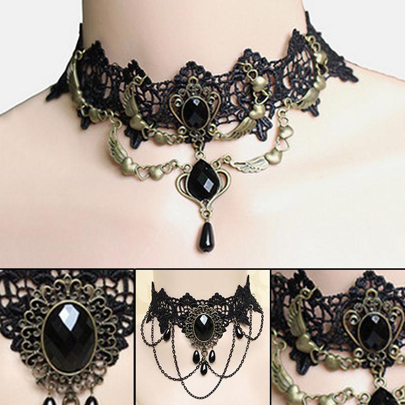 Chokers Lace Choker Tassel Gem Pendant Vintage Collar Necklace Jewelry Gifts For Women Girls D88
Chokers Lace Choker Tassel Gem Pendant Vintage Collar Necklace Jewelry Gifts For Women Girls D88