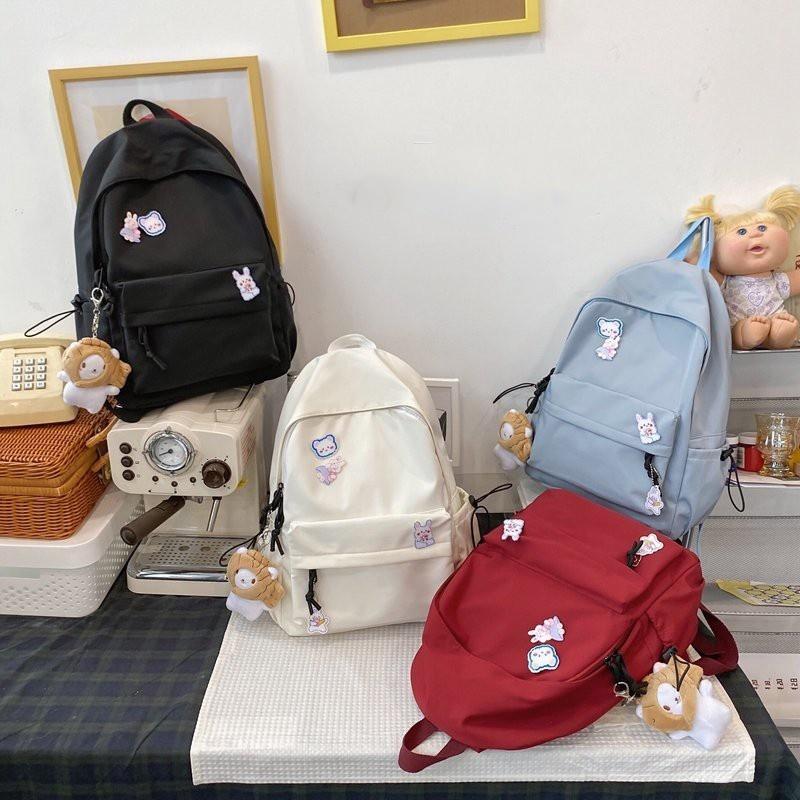 School Bags Cute Backpack Nylon Waterproof Women Kawaii For Teenager Girls Shoulder, Black