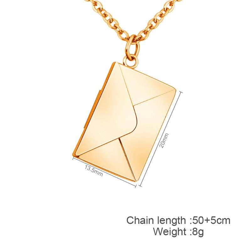 Chains Envelope Locket Necklace With Stainless Steel Gold Silver Color Love You Secret Message Pendant For MOTHER039s Day Gift