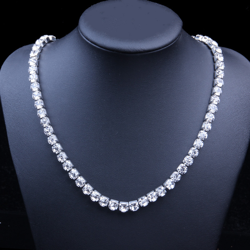 Mens Diamond Tennis Chain Iced Out Hip Hop Jewelry Necklaces 6mm Silver Rose Gold Black Fashion Bling Rhinestone Women Party Necklace Gifts