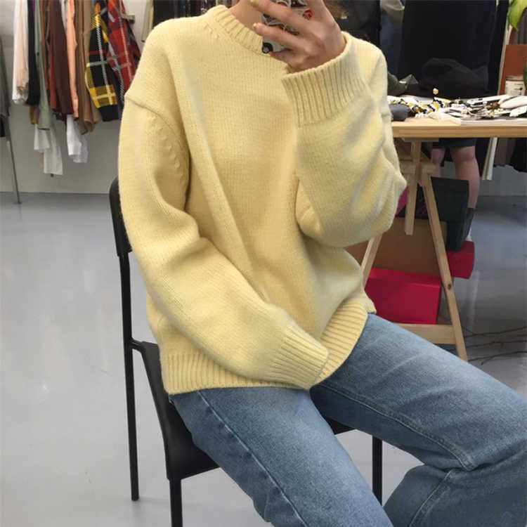 Colorfaith Pure Cotton Winter Spring Women Sweater Pullovers Minimalist Oversize Knitted Elegant Ladies Jumpers SW1923 210914