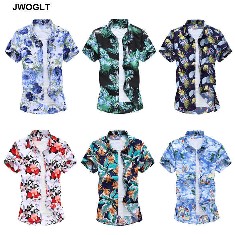 Pack Of 5PC Wholesale US/EU Size Summer Fashion Hawaiian Shirt Floral Printed Short Sleeve Beach Shirts Drop S-2XL 210528