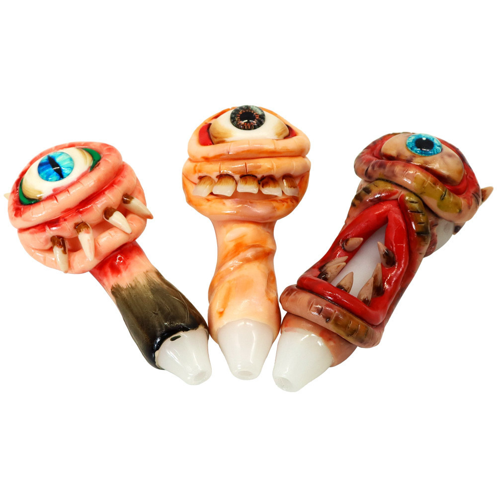 

Unique Hand Pipes Heady dry herb tobacco Pipe with 3D Cartoon Coloured drawing Oil Burner Pipe