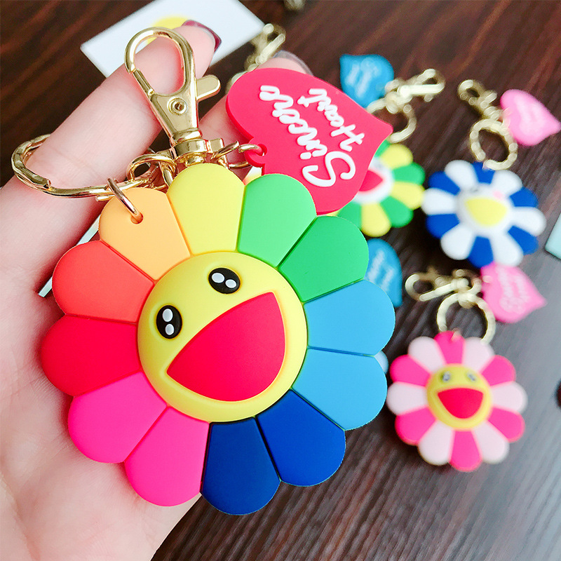 Creative Cartoon Key Rings trend accessories Sunflower Keychain Fashion Keychains Car Bag Pendant