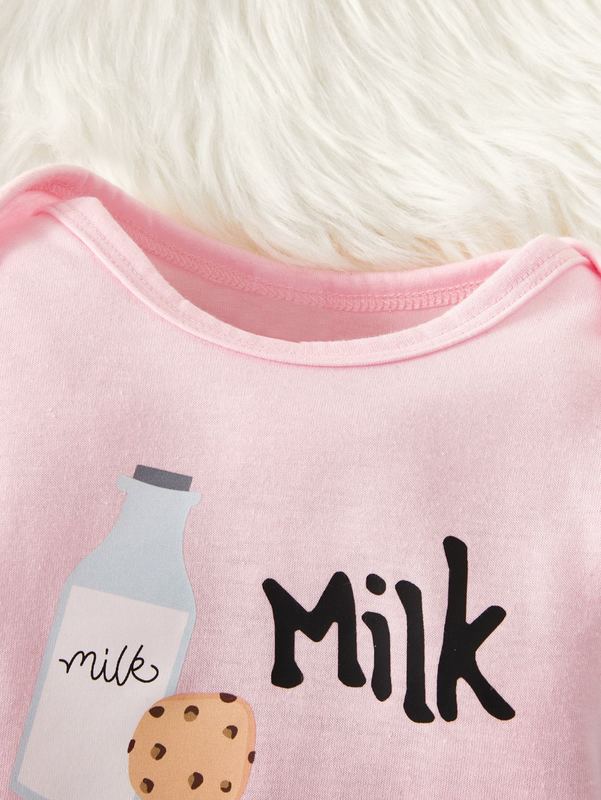 Baby Milk & Cookies Print Bodysuit & Pants SHE